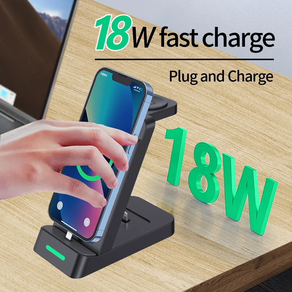 3 in 1 Wireless Charger Fast Charging Station for iPhone 14 Plus 13 12 Pro Max 11 XS Max XR 8 iWatch 7 6 SE 6 5 4 AirPods Pro 2