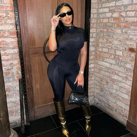 Women Skinny Short Sleeve Letter Print Top+Sporty Solid Pencil Pants Female Activewear Suits Casual Simple Two Piece Set