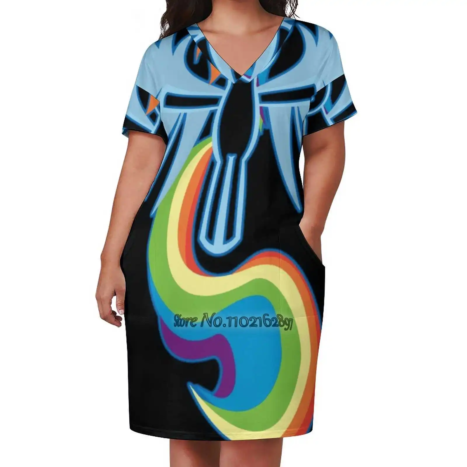 Rainbow Dash Minimal Scollo A V Gonna Manica Corta Gonne Kawaii Coreane Abiti Da Festa Rainbow Dash Rainbow Dash Little My Little