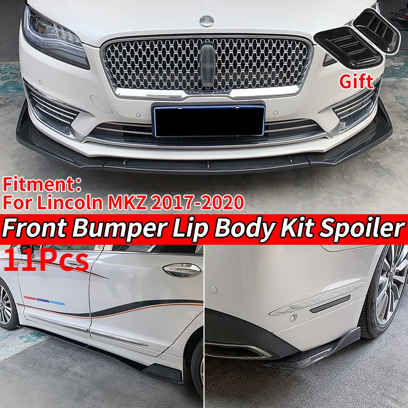 

Car For Lincoln MKZ 2017-2020 Front Bumper Spoiler Splitter Lip Lower Guard Plate Trim Blade Body Kit Protector Side Skirts