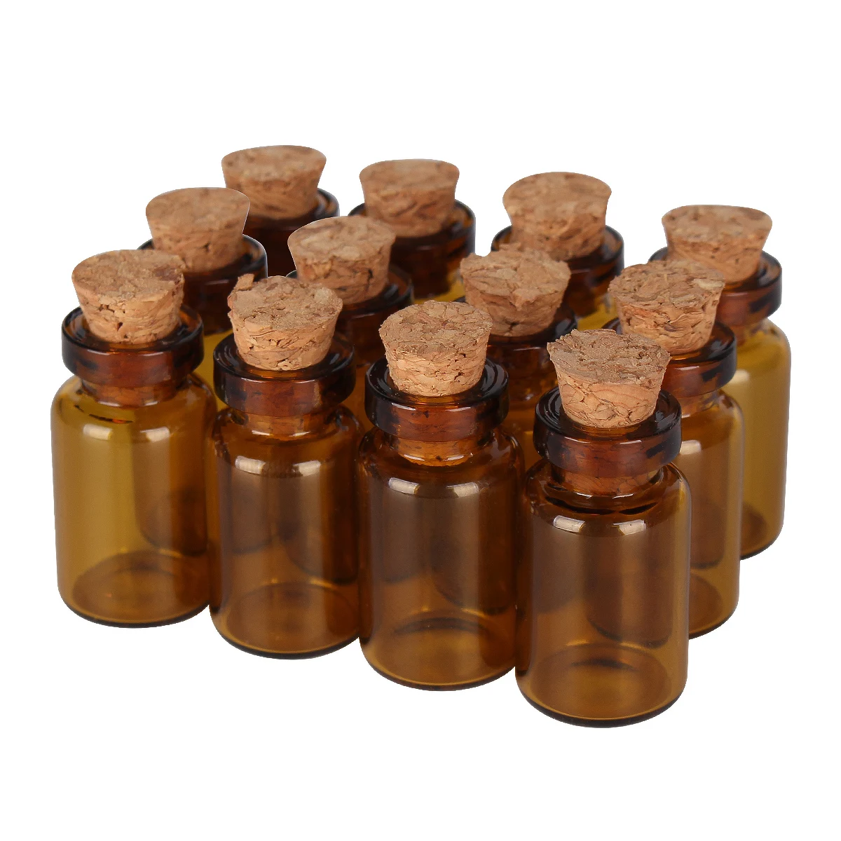 Wholesale 50pcs 1ml Amber Mini Glass Bottles Tiny Jar Vials With Cork Stopper DIY Craft 5