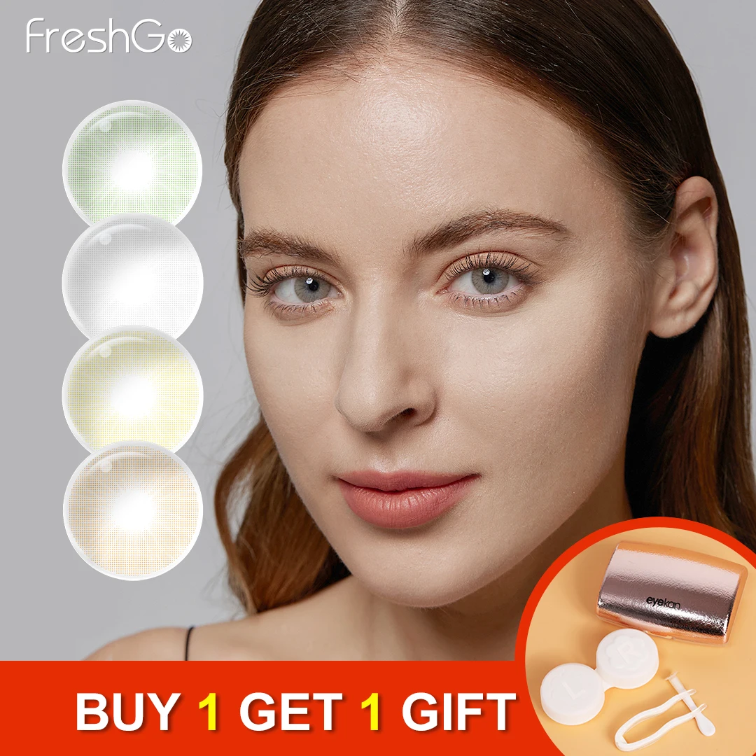 (0~ -6.00) FreshGo Contact Lenses with Diopters Natural Contact Lens with Power prescription Colored Lenses for Eyes серьги эстет желтое золото 585 проба турмалин бриллиант цаворит