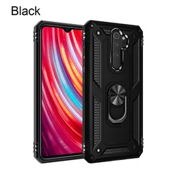Premium Metal Ring Armor Case - Shockproof Silicone Bumper Back Cover for Redmi K30 (Black)