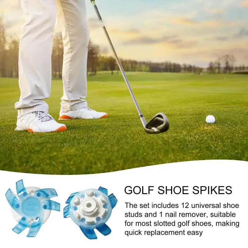 Golf Shoe Spikes Replacements 12 Pieces Footwears Anti Slip Golf Cleat Quick Twist Golf Spikes Golf Cleats Portable Wrench Screw 4