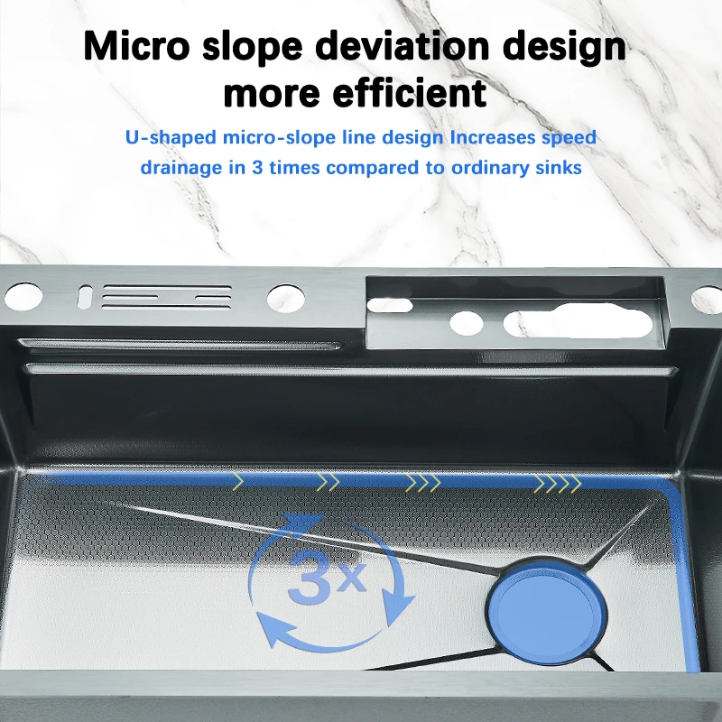 Stainless Steel Kitchen Sink Digital Display Large Kitchen Sink Faucet Set With Soap Dispenser Cup Washer 5