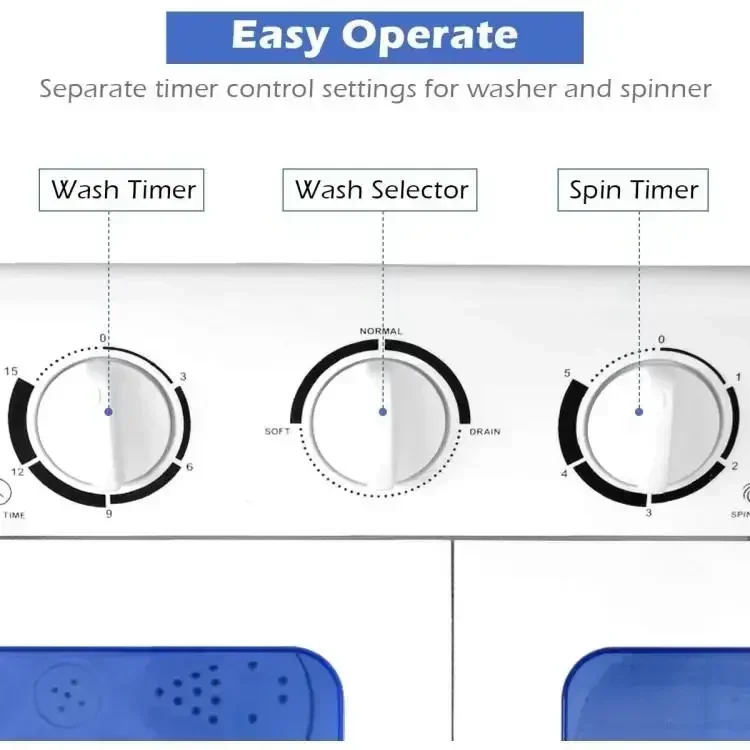 【Costway】- Twin Tub Washer and Dryer Combo, 20Lbs Capacity (12Lbs Washing and 8Lbs Spinning) Washing Machine, Compact Portable 2