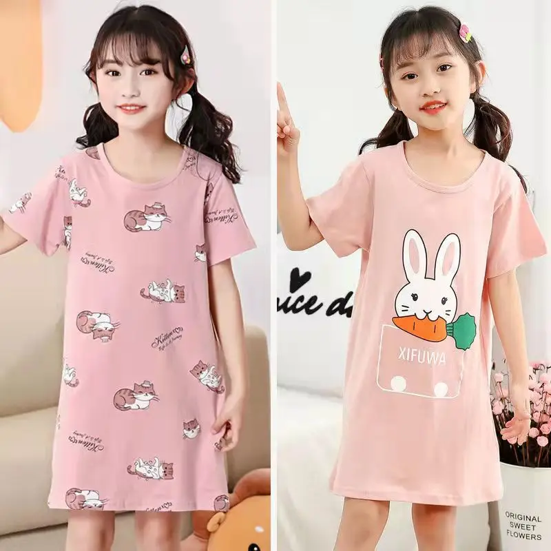 

Summer Nightdress for Girls Princess Pajamas for Children Teens Girl Nightgown Baby Night Dress Kids Sleepwear 4 6 8 10 12 Years