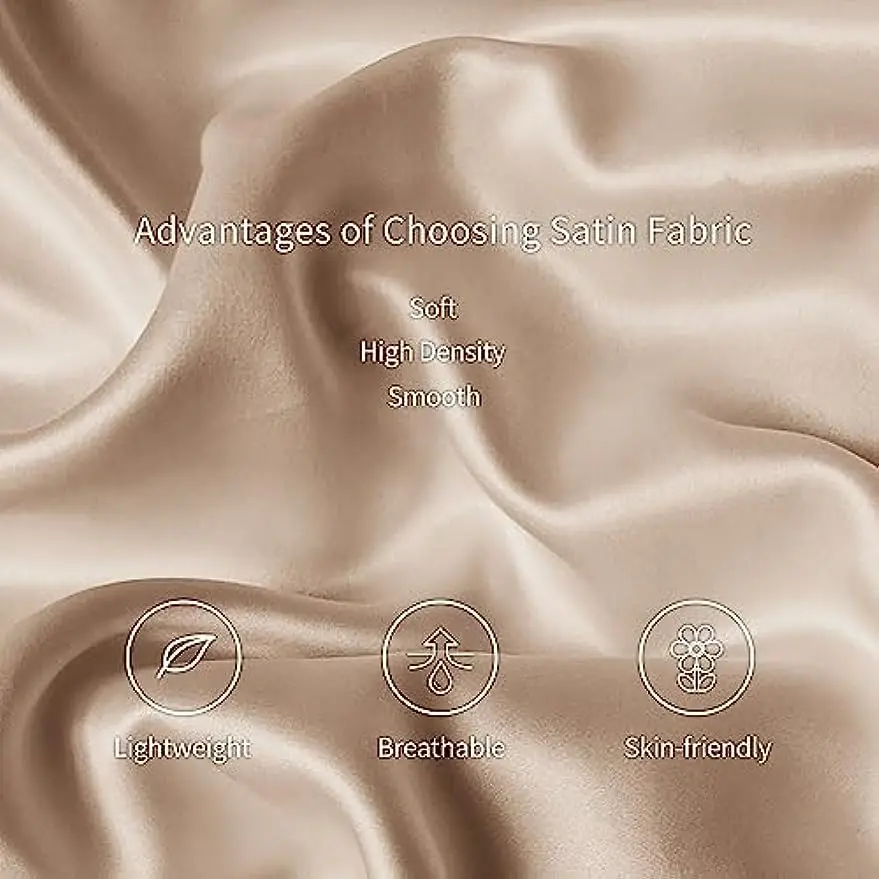 Description Picture 6 of itemSatin Silk Pillowcase for Skin and Hair, 2 Pack - - Bedding Queen Pillow Cases, Soft Breathable Smoo