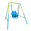 green and blue interesting 2 in 1 baby swing mental plastic safe swing set 110lbs for outdoor playground for age 3+ 5