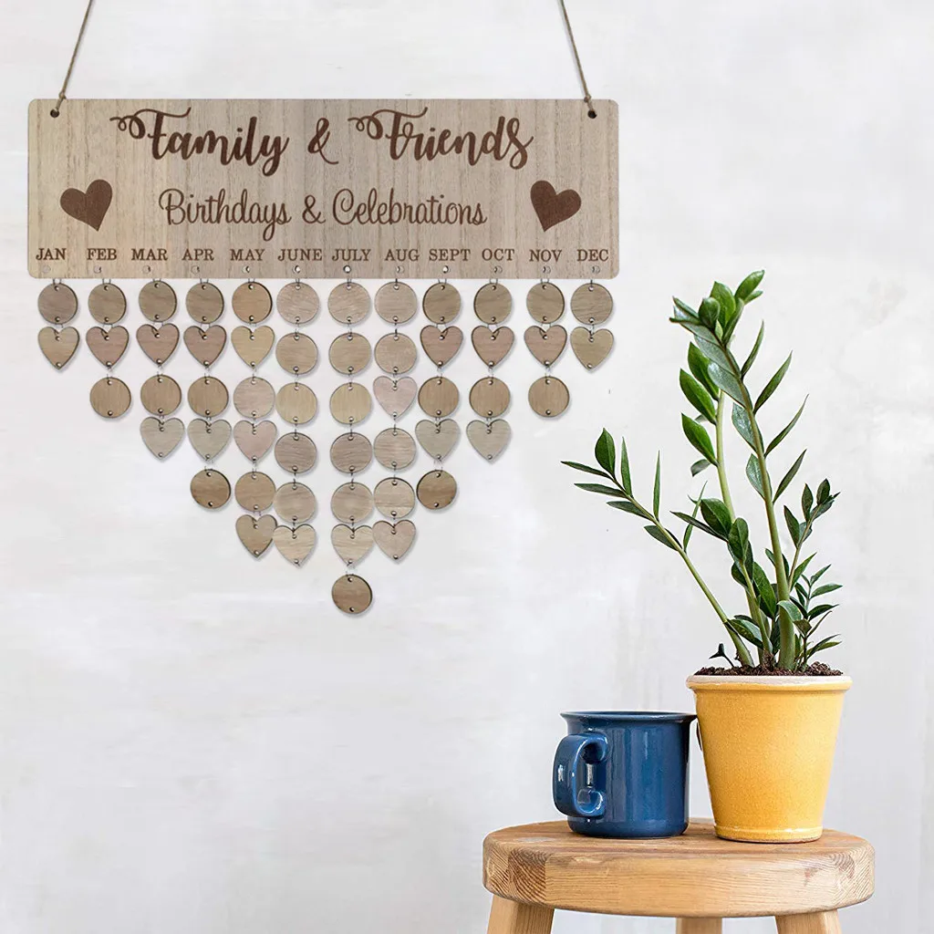 Calendar Reminding Wood Friends Gifts Wooden Calendar Plaque Birthday Reminder Reminder Hanging Family Birthday Boards