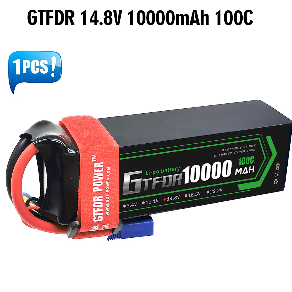DXF 2 Paquetes BATERIA LIPO 14.8V, 10000 MAh LIPO 4S, Voltaje 14,8 V, Descarga Continua 100 C, XT90, Para Coches TR RC, Slash VXL, E-Maxx, E-Revo