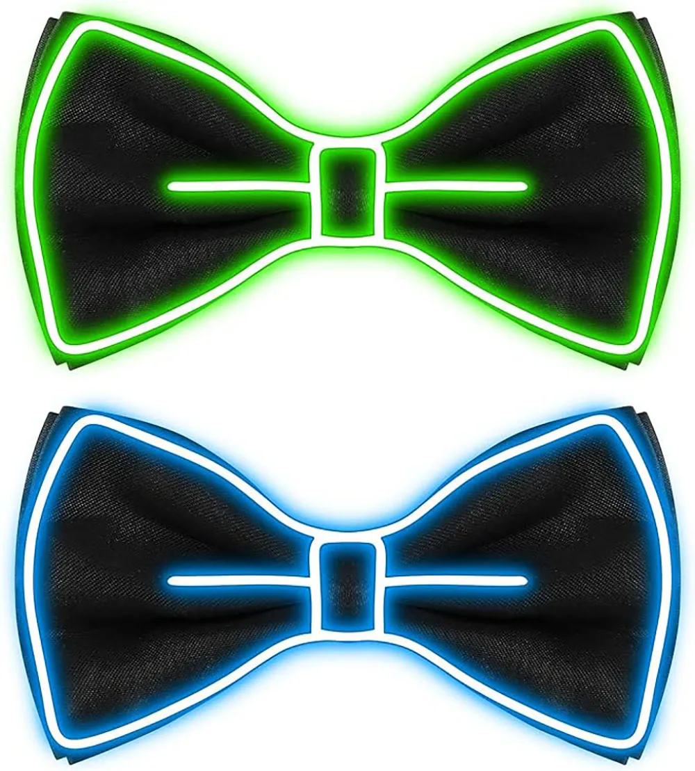 

1/2/5/10PCS Light up Bow Tie for Men LED Neon Bowtie Funny Ties Kids Boys Girls Women Glow in the Dark Party Costume Supplies