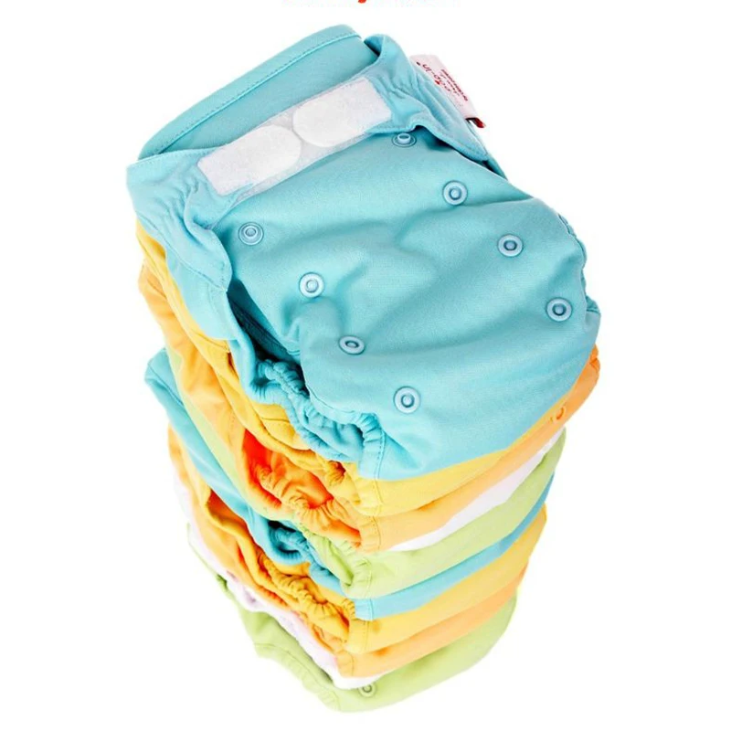 

[AIO] Solid Color Waterproof Newborn Kids Cloth Diapers Pocket Baby Reusable Cloth Diaper Cover Washable Adjustable Nappies