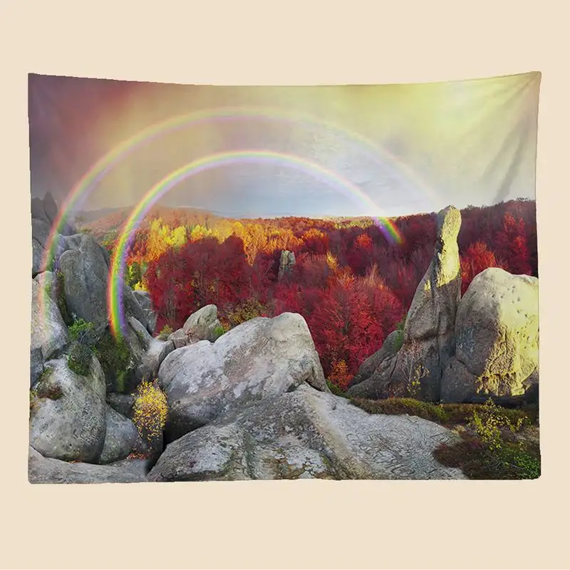 

Rainbow Landscape Tapestry Bohemian Decoration For Female Room Tapestries Kawaii Accessories Room Wall Pendant Tapestries