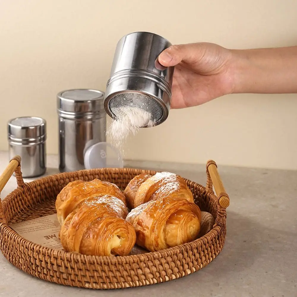 Stainless Steel Coffee Shaker Cocoa Chocolate Flour Powdered Sugar Sieve Filters Foam Spray Kitchen Cake BBQ KitchTools With Lid