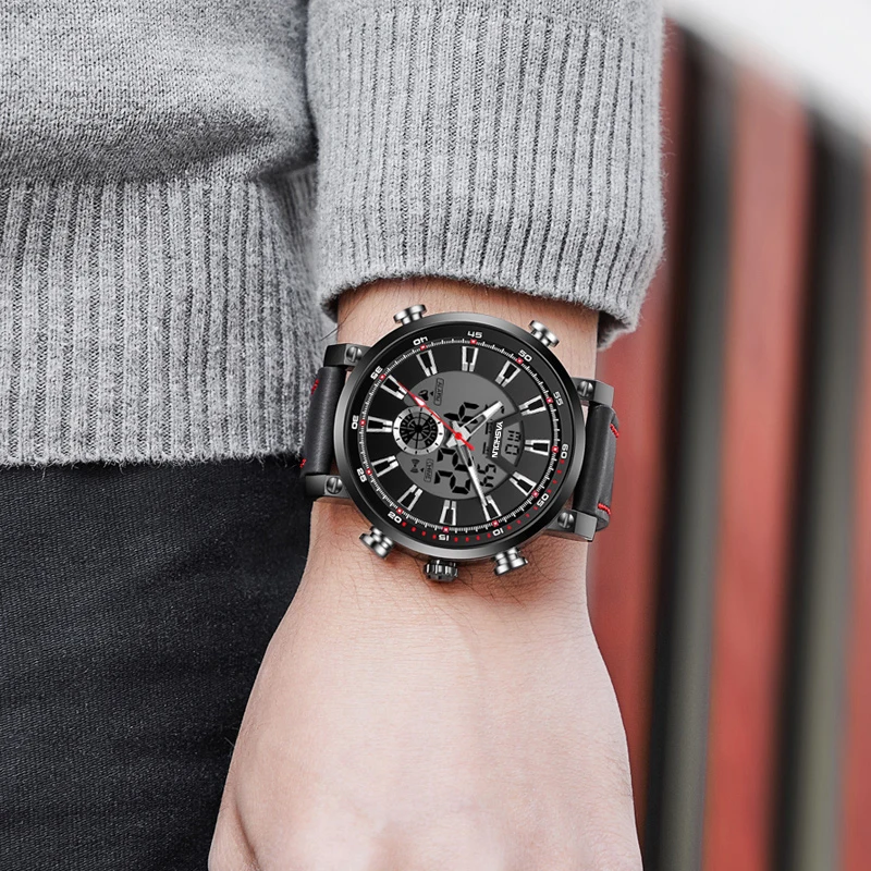 Brand Watch Men Leather Sports Watches Men's Army Military Quartz Wristwatch Chronograph Male Clock Relogio Masculino 2023 New