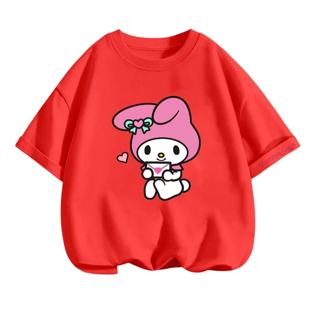 2024 New Anime Cartoon Summer My Melody 3-14y Kids Clothing Kids Girls Fashion T Shirt Casual Teen Tops 4