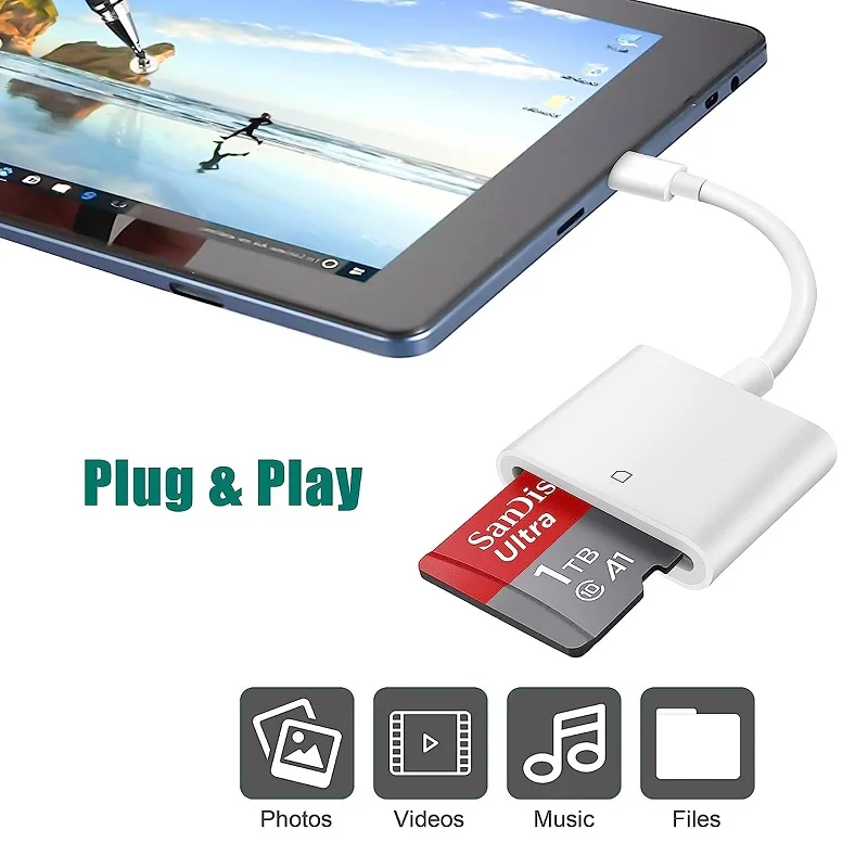 Lightning to SD Card Reader for iPhone Type C SD Memory Card Reader Adapter for Samsung VIVO Xiaomi OPPO MacBook Air card reader sd card reader