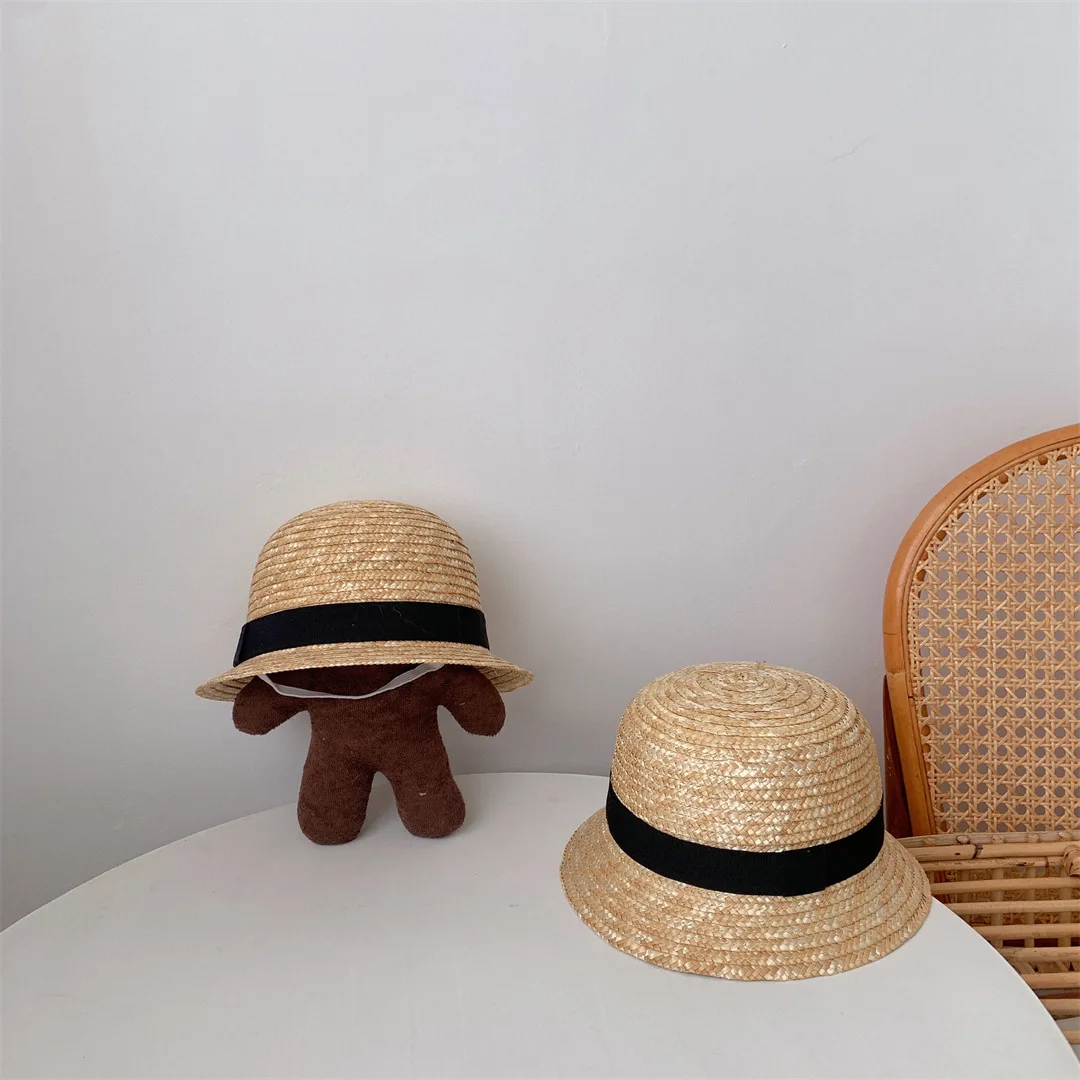 2022 Fashion Baby Straw Hat Newborn Panama Cap Summer Sun Hats Boys Girls Kids Cap Baby Bucket Hat Outdoor Beach Caps 1Pc baby stroller mosquito net