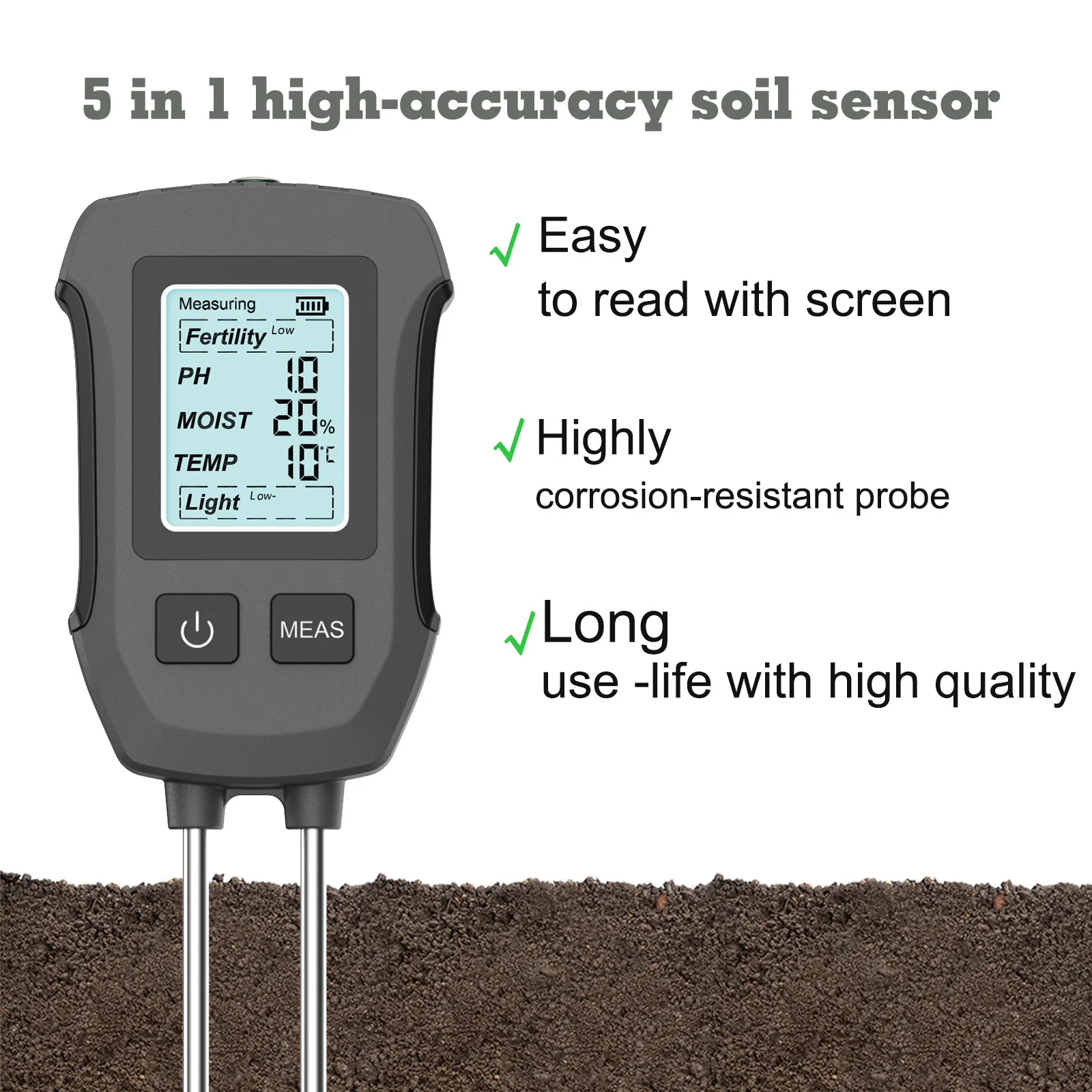 5 in 1 Digital Soil Tester for Garden Plants