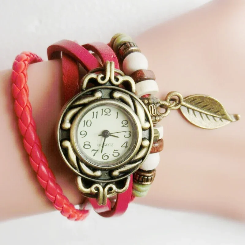 New Hot Sales Trend Retro Watch Winding Bracelet Belt Table Exquisite Pendant Ethnic Style Fashion Girl Student Woman Watch 2
