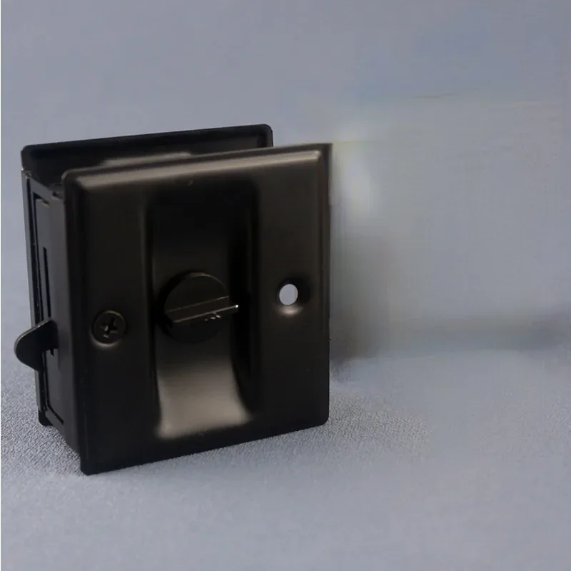 1pc Black Silver Sliding Door Lock Stainless Steel Privacy Pocket Door Lock Hardware With Pull Home Locks Tools