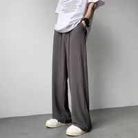 Summer Texture Straight Pants For Men Korean Fashion Baggy Wide-leg Trousers Casual Drape Pleated Striped Y2K Pantalones Hombre 2