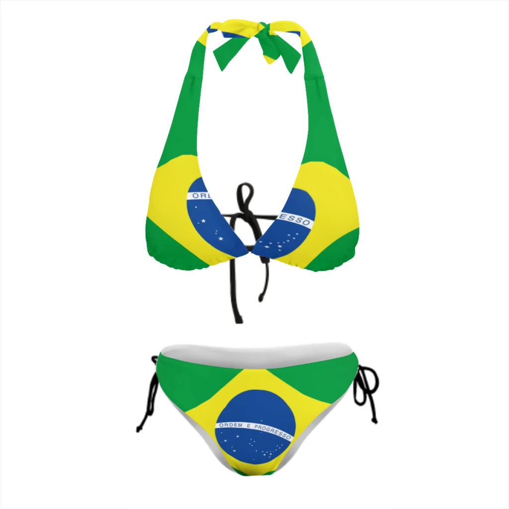 Sexy Bikini Women Swimsuit Push-up Two Piece Swimwear Flag of Brazil  Bathing Suit Beachwear Brazilian - AliExpress