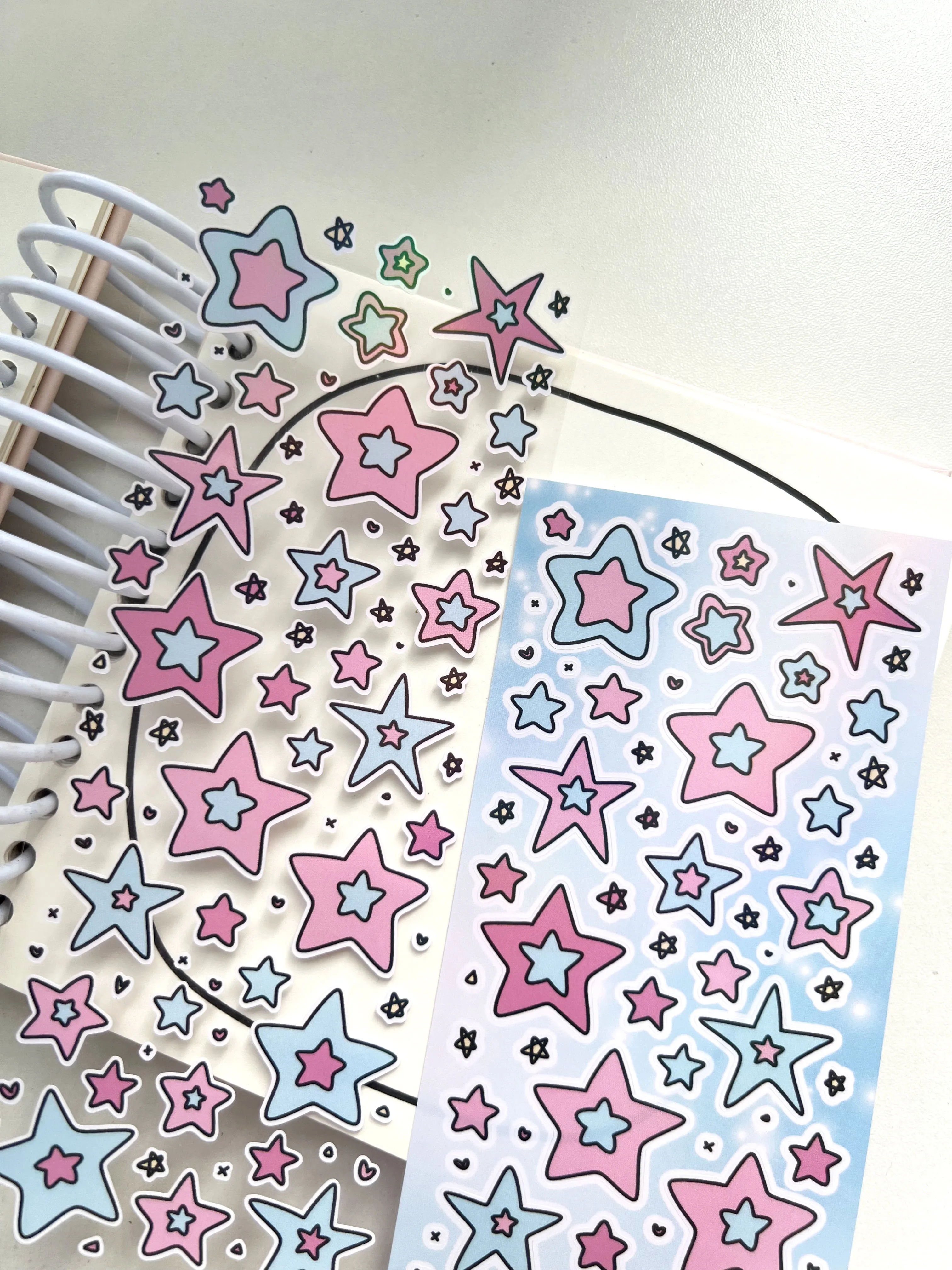 1 Pc Cute Colorful Star Pattern Stickers Stile Coreano Toploader Deco Fai Da Te Scrapbooking Kpop Idol Photo Card Stickers Forniture