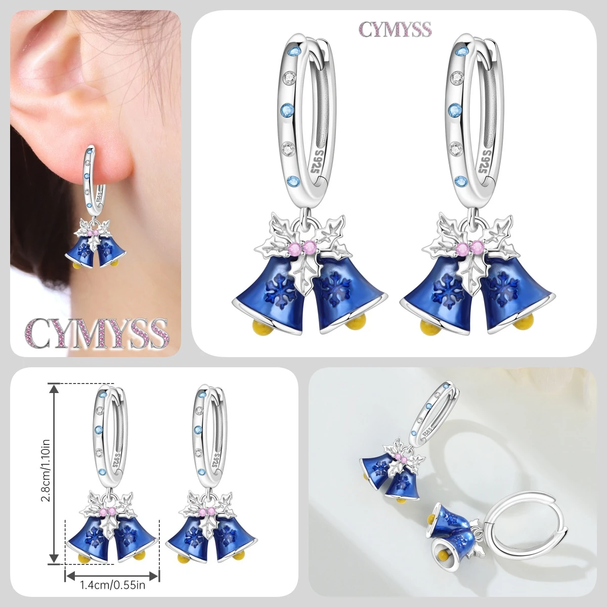 925 Sterling Silber Nadel-Ohrringe mit Lila Zirkon, Asymmetrisches Blumen-Design, Hochwertige Mode-Schmuckstücke für Hochzeit und Partys, Geschenke für Frauen – Detail 18