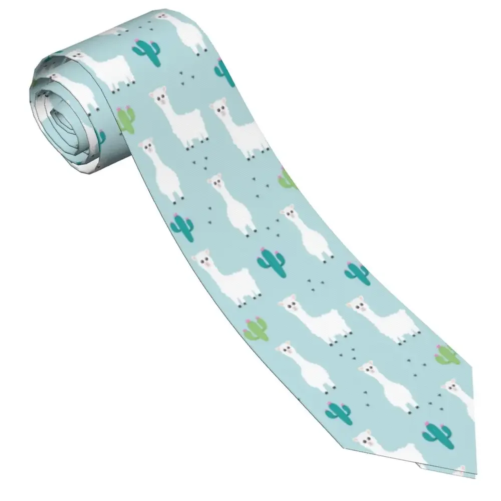 

Cute Animals Llama Alpaca Cactus Men Women Necktie Silk Polyester 8 Cm Narrow Neck Ties For Mens Suits Accessories Office