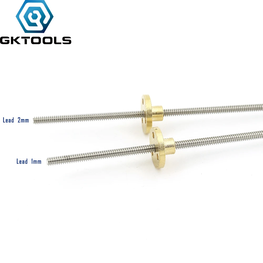 

T4 stainless steel trapezoidal screw length 300mm pitch 1 lead 1mm/2mm With brass nut