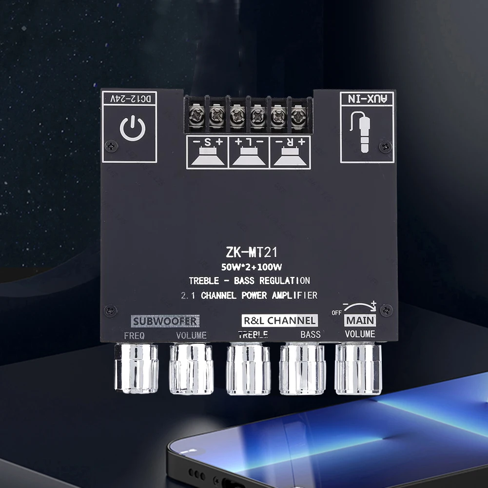 ZK-TB21 BT5.0 Subwoofer Amplifier Board 50W*2+100W 2.1 Channel Power Audio Stereo Bass AMP TPA3116D2 for Home Theater Speaker