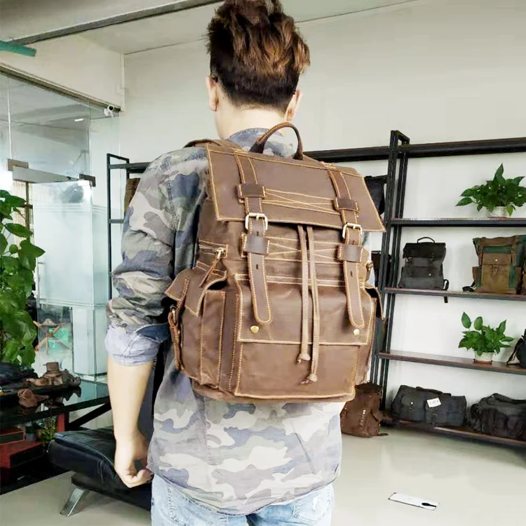 

Retro Canvas Men's Backpack Laptop Backpack Waterproof Rucksack Large Capacity Mountaineering Travel Backpack