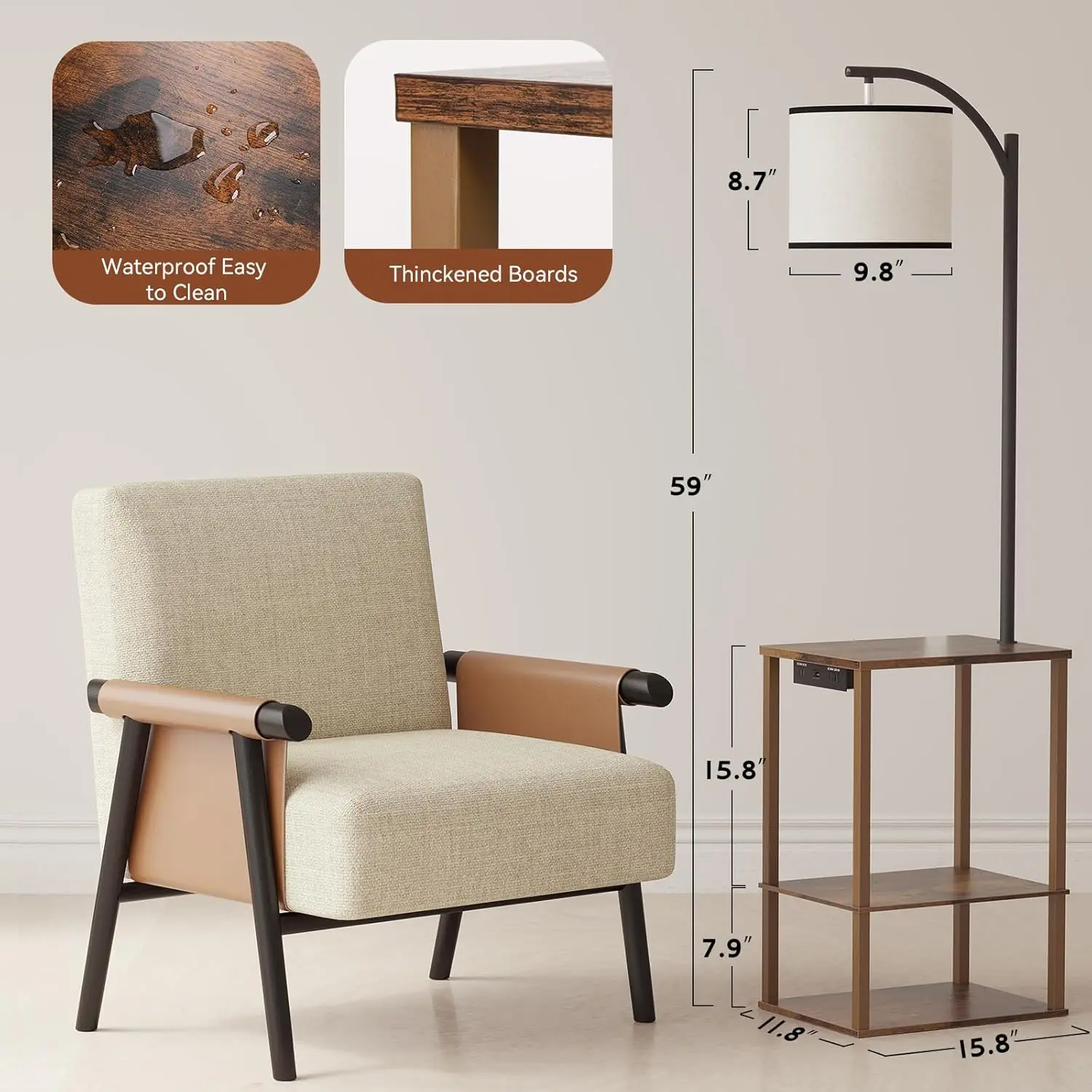 Floor lamp with side table photo 3
