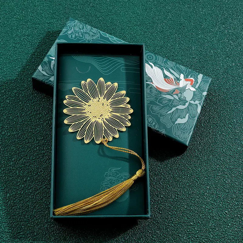 Chinese Style Handmade Book Mark Golden Rose Lotus Flower Bookmarks Reading Marker for Book Lover Gifts for Friend Collection - Image 3
