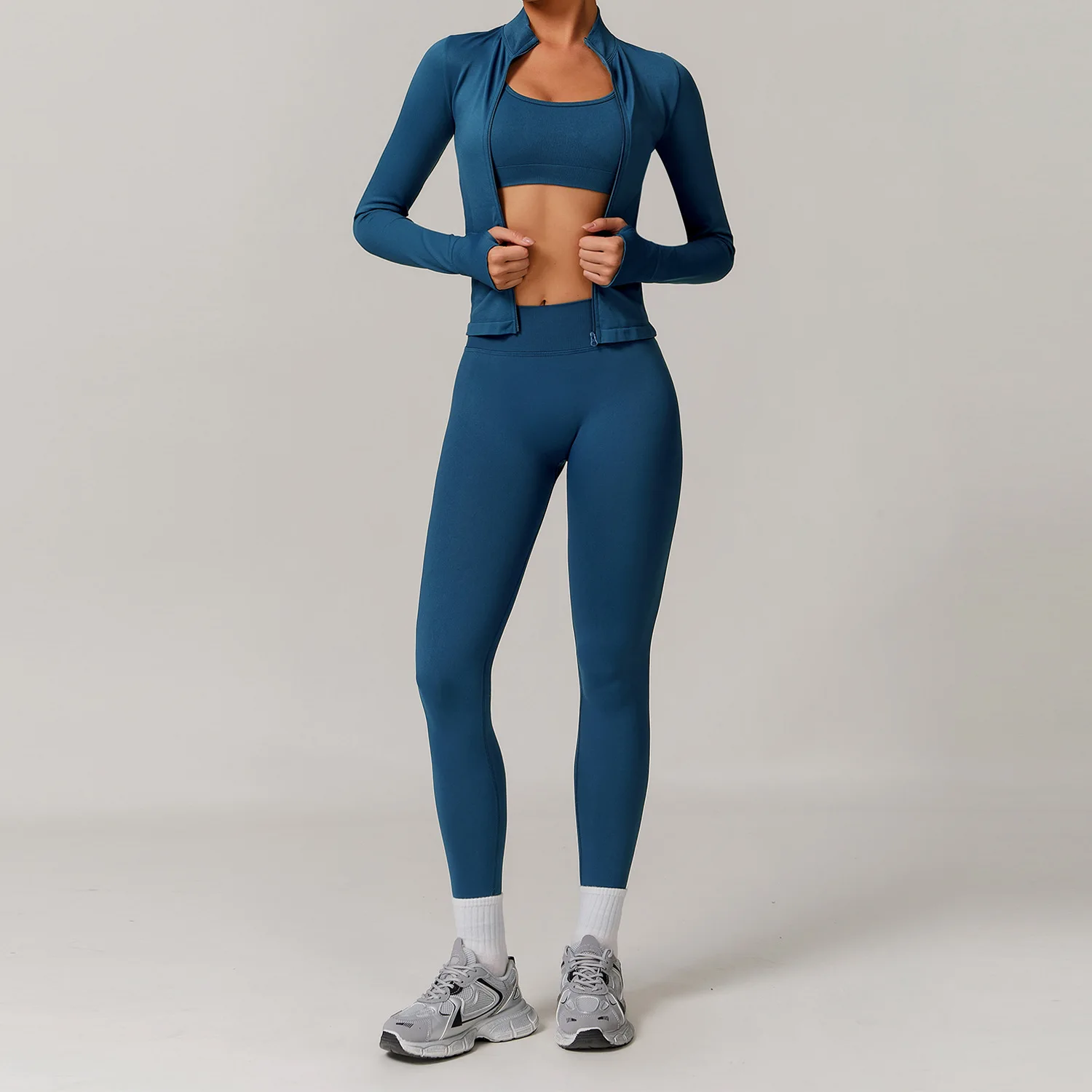 Yoga Set 2/3PCS Gym Clothes Sportswear For Women Long Sleeve Crop Top Fitness Set Tracksuits Sports Bra Gym Leggings yoga set sports set gym workout set sportswear set fitness set sports bra set yoga pants set