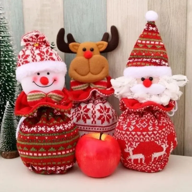 

Christmas Gift Doll Bags Christmas Apple Bag Christmas Eve Gift Bag Gift Box Knitted Woolen Doll Snowman Santa Claus Candy Bag