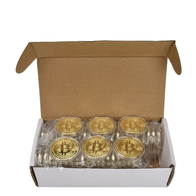 

50PCS Gold Plated Bitcoin Coin BTC Bit Coin Metal Coin For Collection