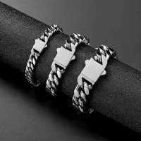 316 Stainless Steel Plated 18k Gold Fashion 8.10.12mm Encrypted Cuban Chain Rap Hip Hop Men Women Bracelet Necklace Accessories 2