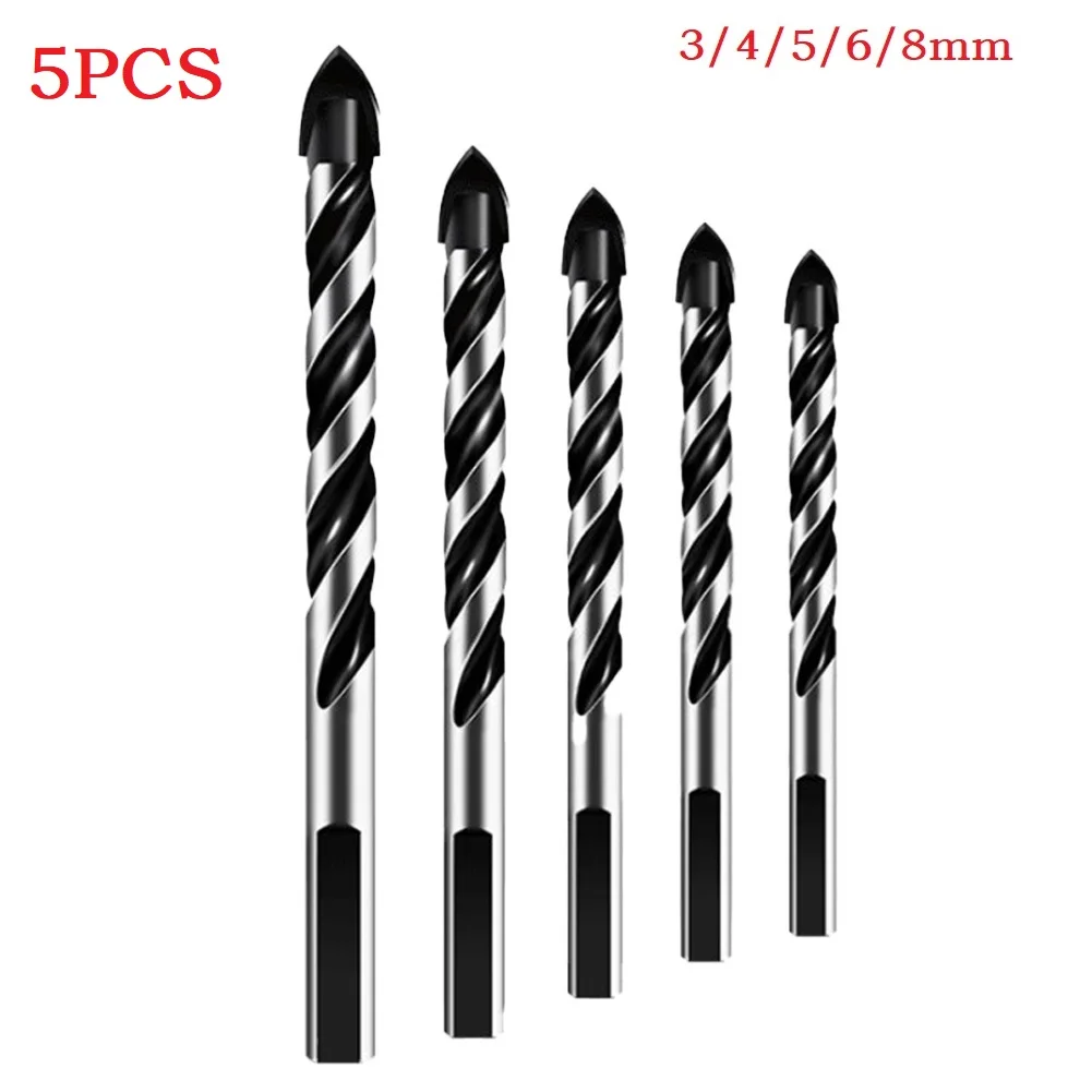 

5Pcs Triangular Drill Bit Tungsten Carbide 3-6mm For Porcelain Concrete Glass Cement Hole Punching Electric Drill Power Tool