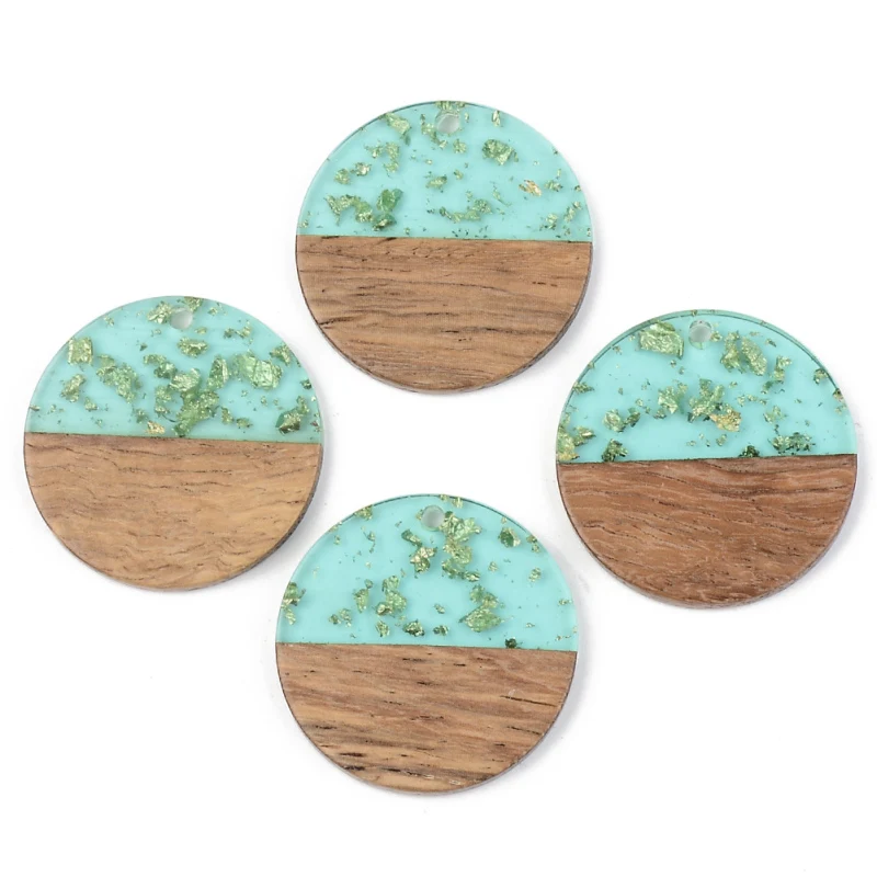 50pcs 28mm Resin Wooden Pendants Earring Charms Vintage Flat Round for Jewelry Making DIY Bracelet Necklace 28x3mm