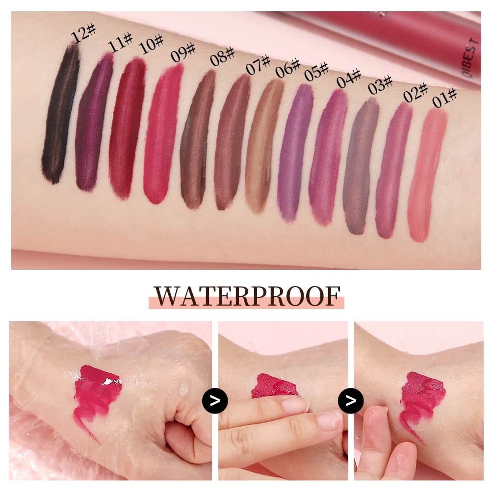 12 Colors Nude Lip Gloss Waterproof Matte Liquid Lipstick Long Lasting Non Sticky Cup Sexy Red Velvet Lip Tint Makeup Cosmetics 6