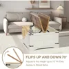 Farmhouse Coffee Table with Hinged Lift Top and Large Hidden Storage Compartment, Rustic Square Wood Central Table for 4