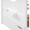 Twin House Bed with Storage Drawers & Bookcase, Montessori Twin Platform Bed Frame with Rails & Roof for Kids Teens Girls Boys 6
