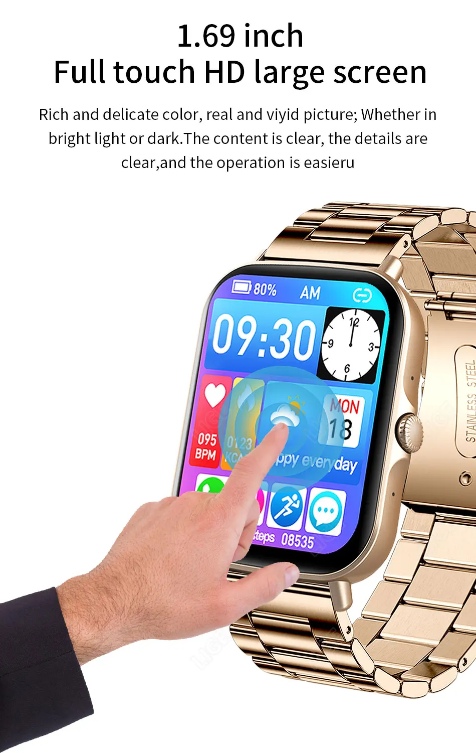 2022 Bluetooth Call Smart Watch Men Multi-Sports Waterproof Temperature Monitor Calories Fitness Clock Smartwatch For Man Women