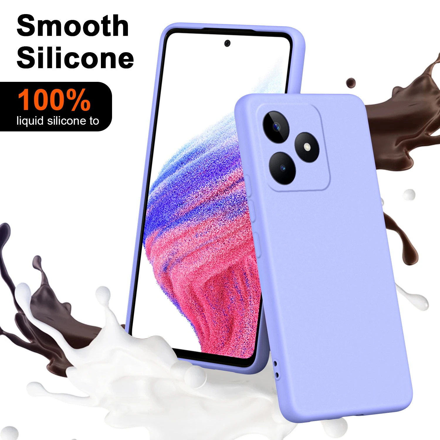 

Liquid Silicone Case For Oppo Realme Narzo N53 Luxury Built in Flannel Soft Edges Shockproof Phone Cover RealmeNarzoN53 RMX3761