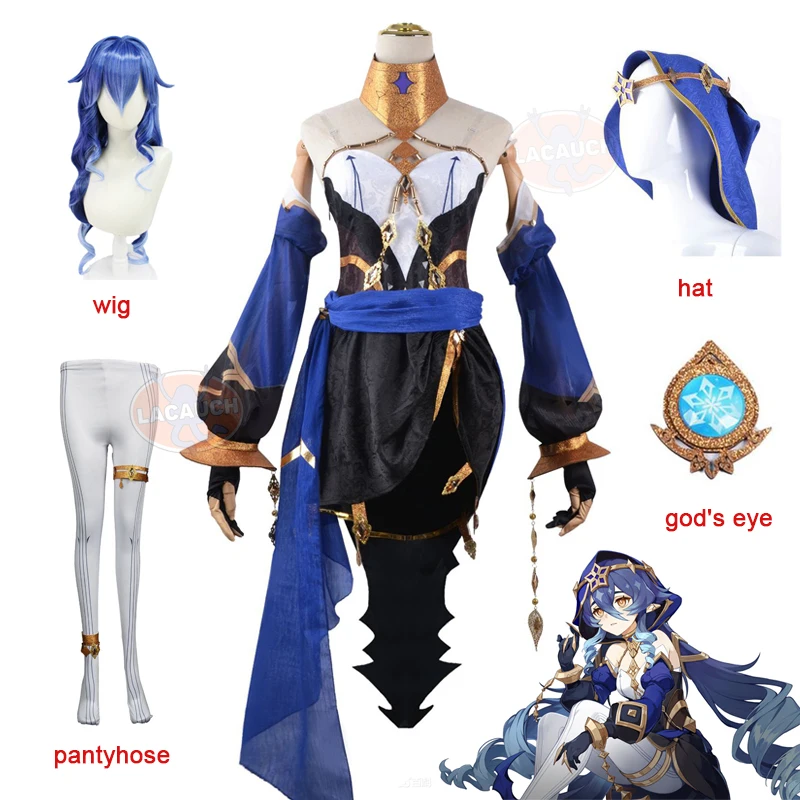 

Layla Cosplay Costume Wig Genshin Impact Cosplay Honkai Impact 3rd Layla Dress Outfit Uniform Headwear Gloves Hat Girls Women