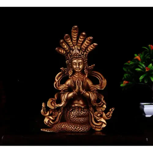 

4" Asian Antique Tibet copper gilt hand made Nagarjuna Bodhisattva statue