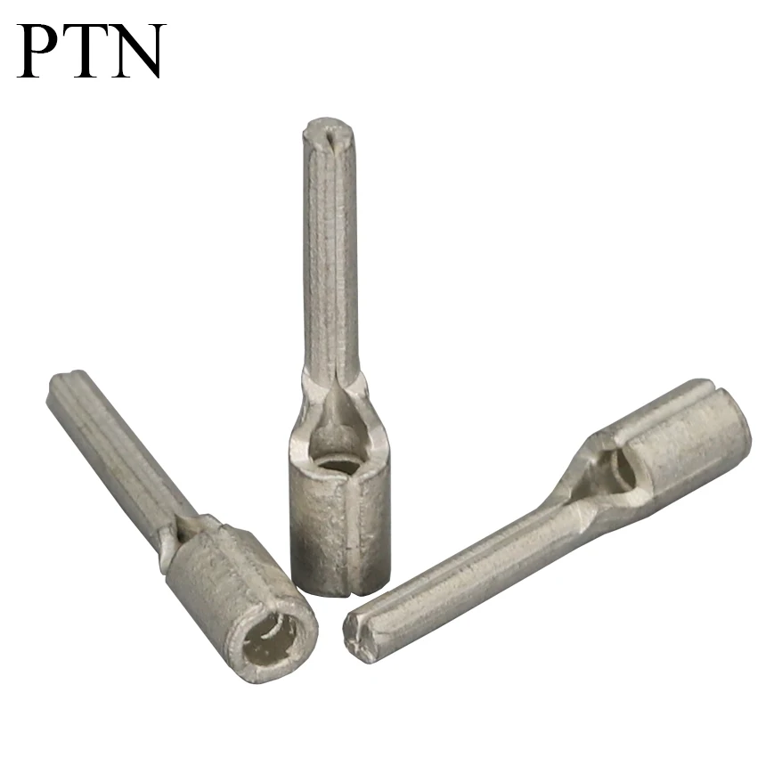 PTN1.25/2/3.5/5.5/10/16/25/35/50 Brass Copper Electric Wire Cable Non Insulated Splice Lug Connector Needle Pin Crimp Terminal